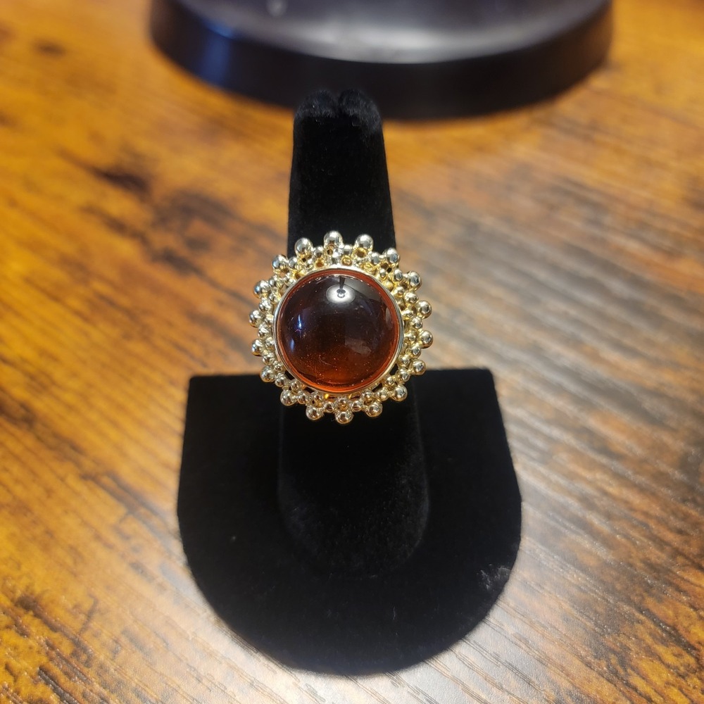 Vintage fashion ring size 7‎ Orange Gem Gold Plated